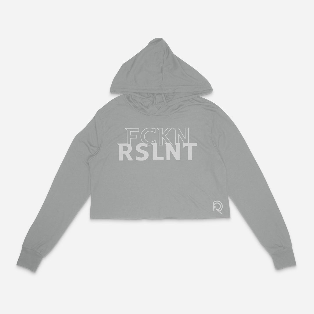 Cropped Reflective Hooded Shirt (Grey)