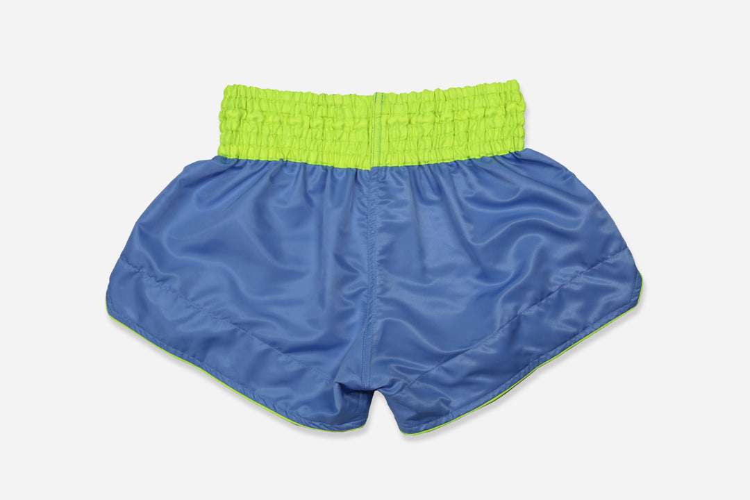 "Retroactive" Microfiber Muay Thai Shorts (Baby Blue/Lime)