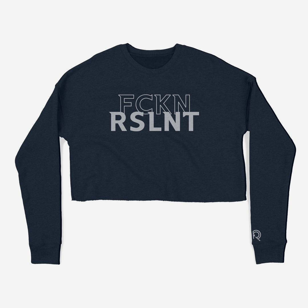 "FCKN RSLNT" Cropped Crewneck Warmup Sweater