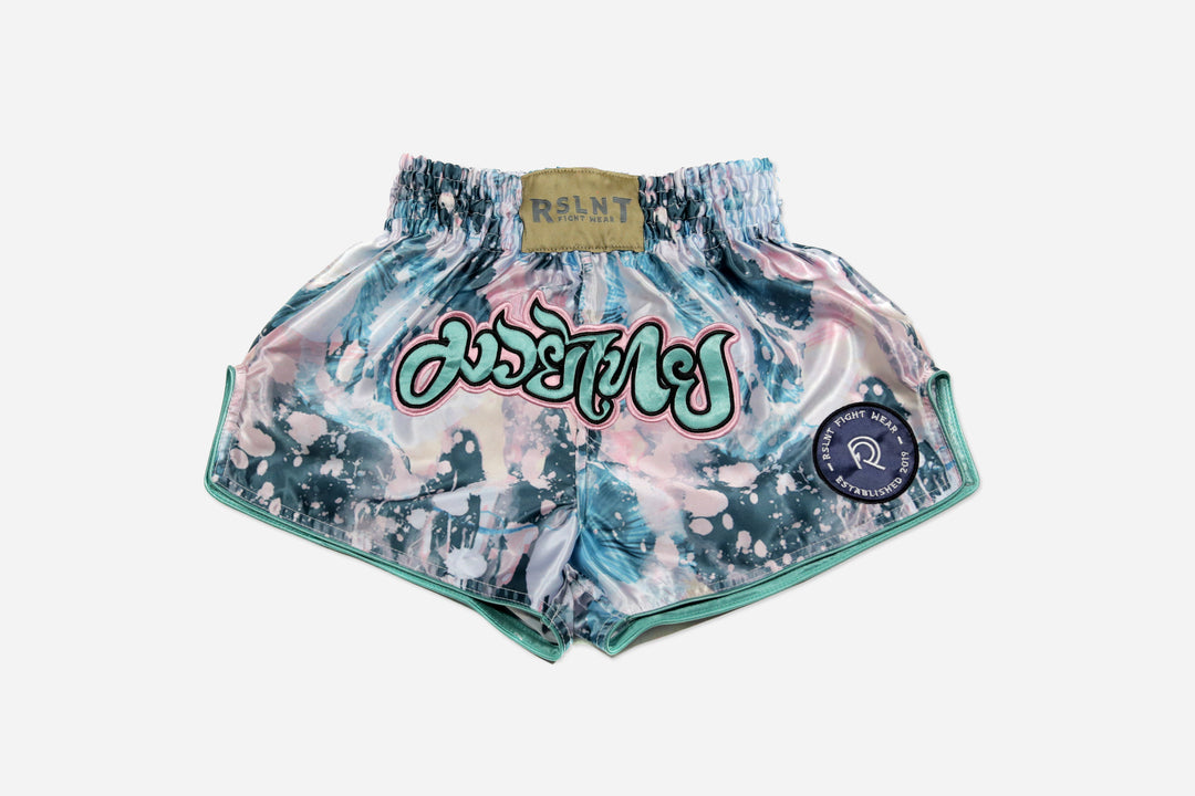 "Drip" Muay Thai Shorts (Aqua/Pink)