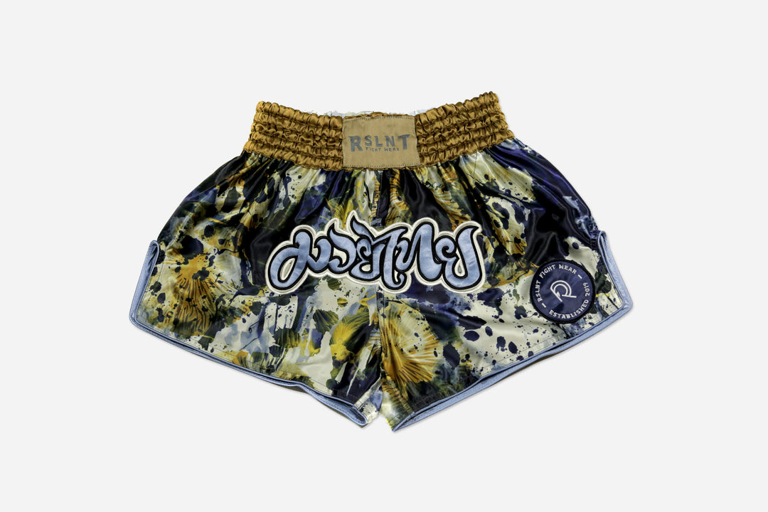 "Drip" Muay Thai Shorts (Navy/Gold)