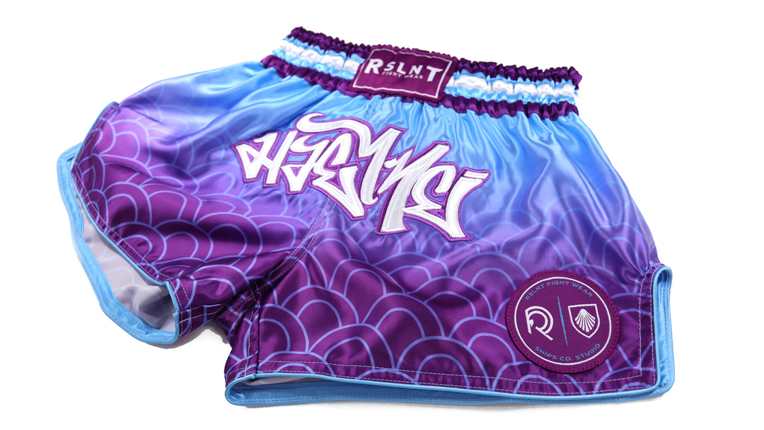 RSLNT x Ships Co Studio - Ombre Wave Shorts (Baby Blue/Purple)