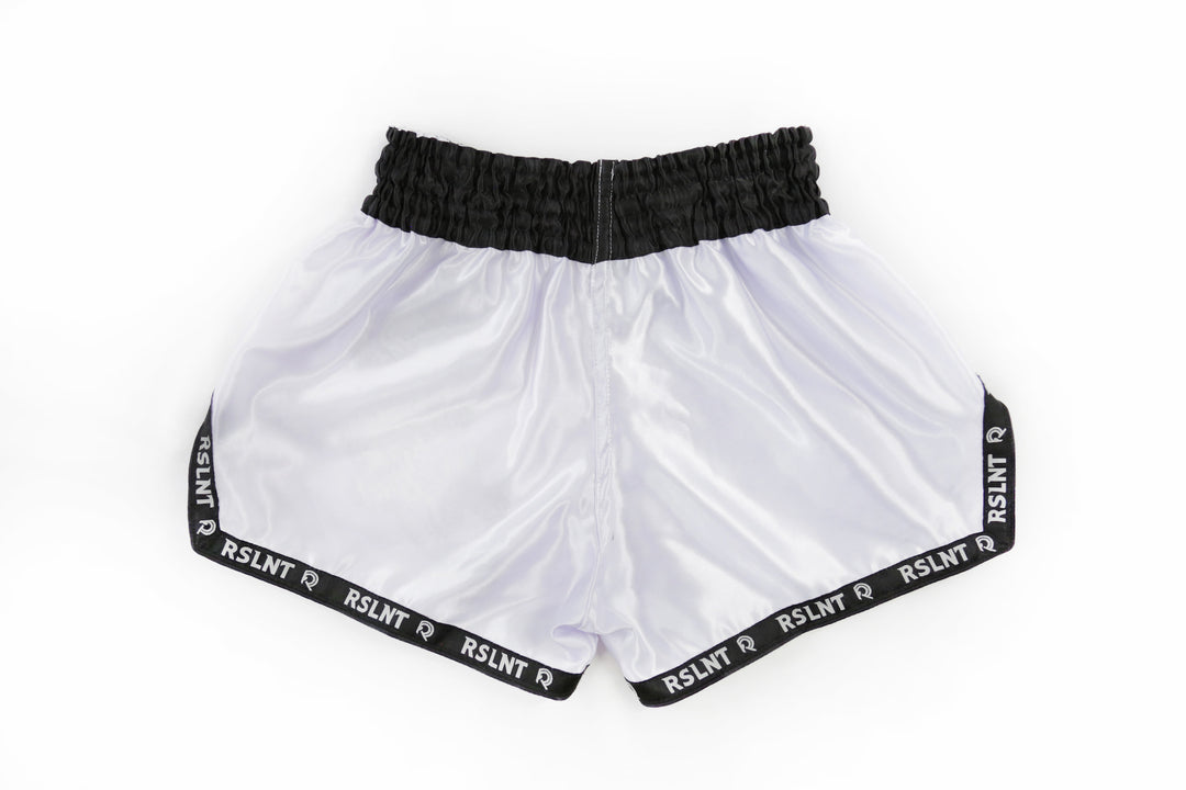 "Tiger" Muay Thai Shorts (White / Black)