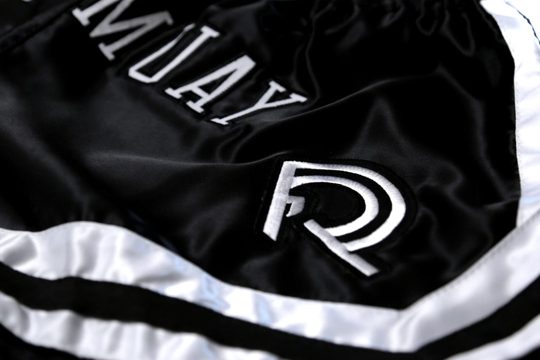 “Nak Muay” Muay Thai Shorts (Black / White)