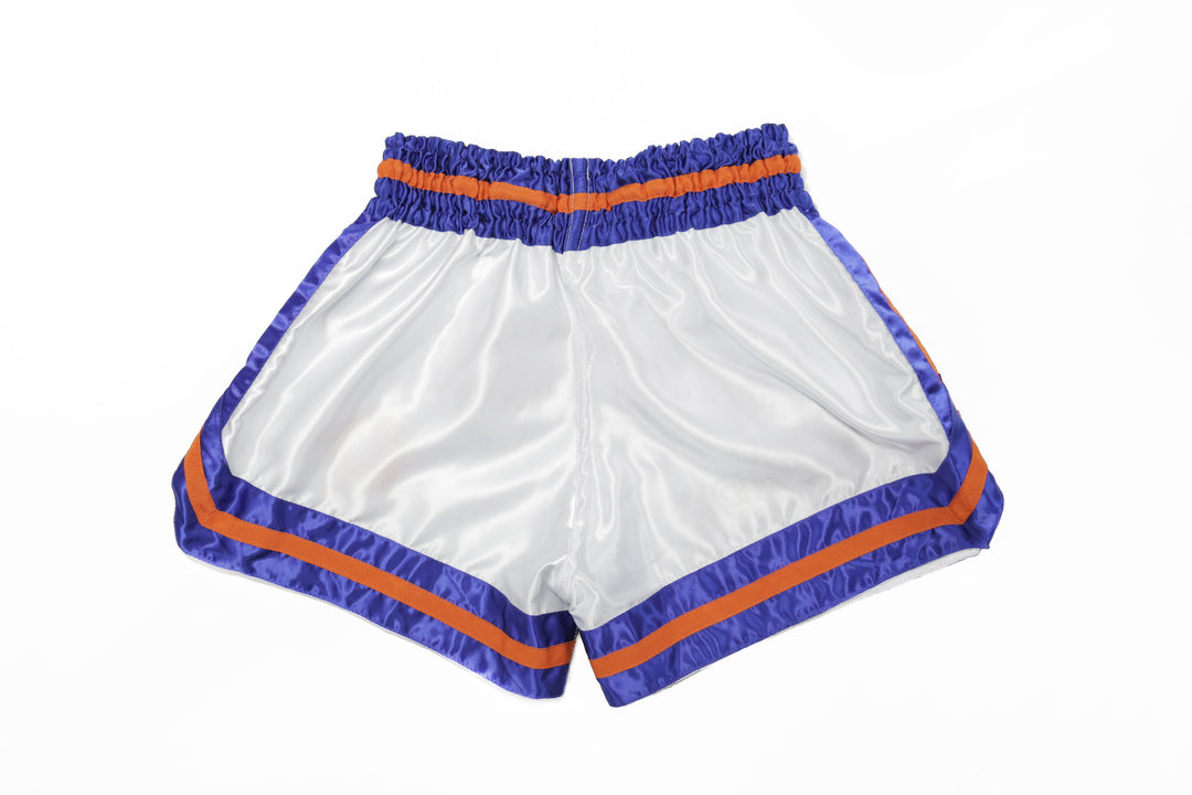 "New York" Muay Thai Shorts (White / Orange / Blue)