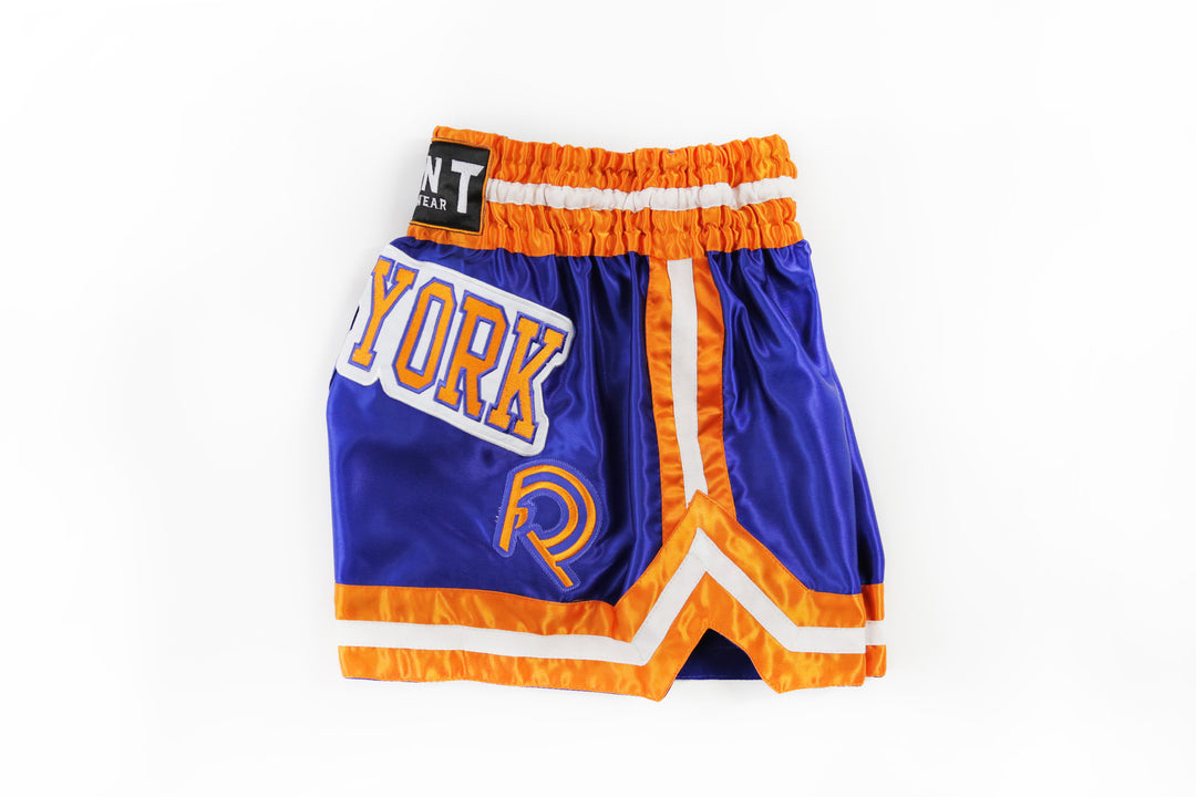 "New York" Muay Thai Shorts (Blue / Orange / White)