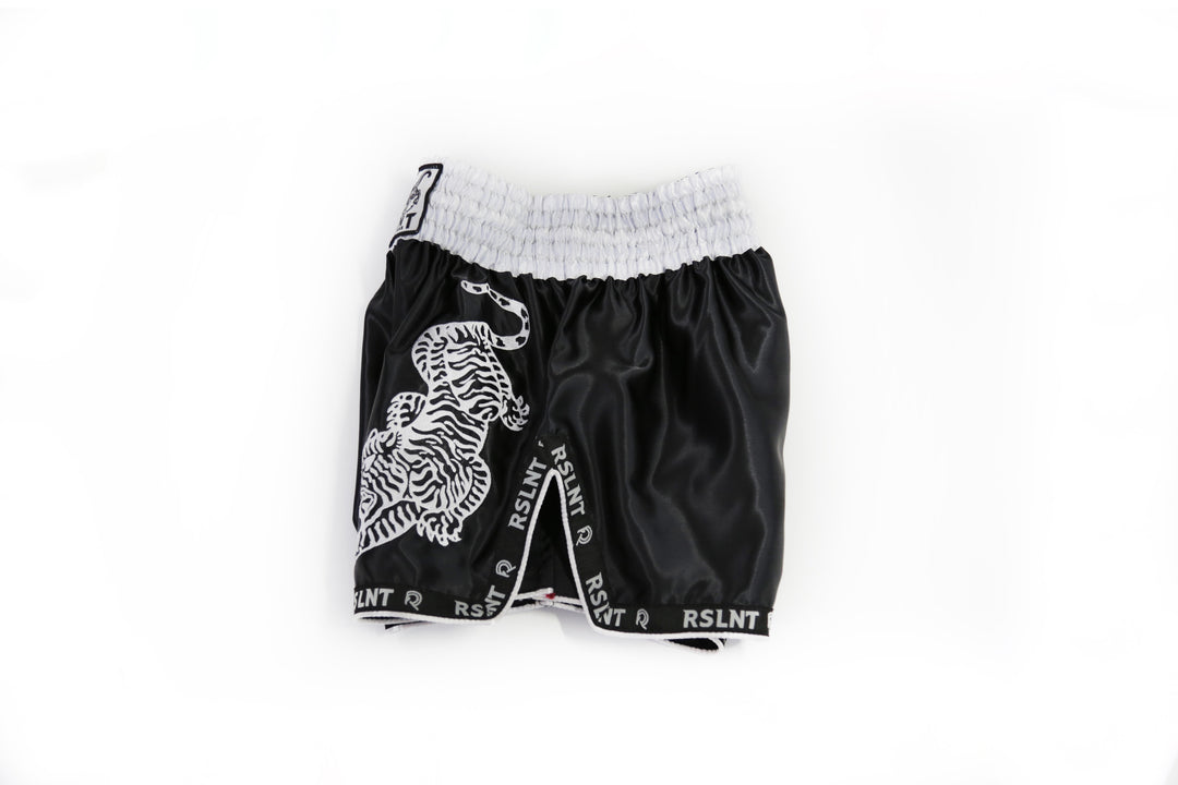 "Tiger" Muay Thai Shorts (Black/White)