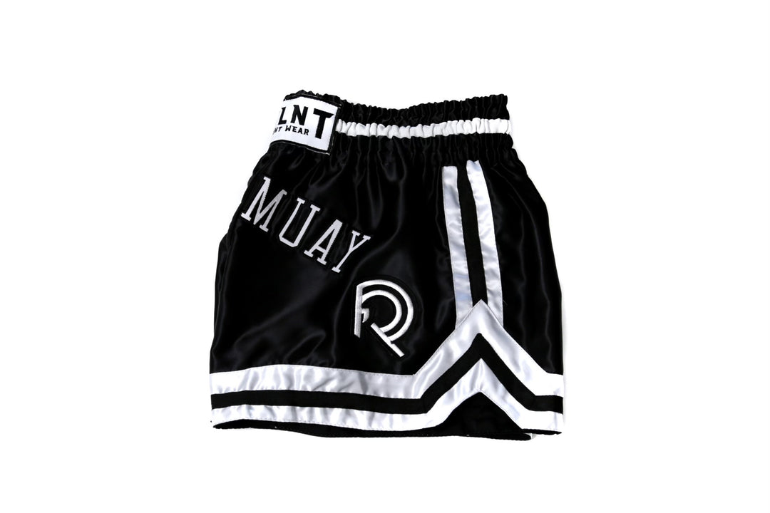 “Nak Muay” Muay Thai Shorts (Black / White)