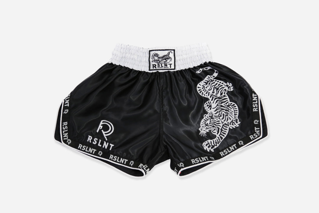 "Tiger" Muay Thai Shorts (Black/White)